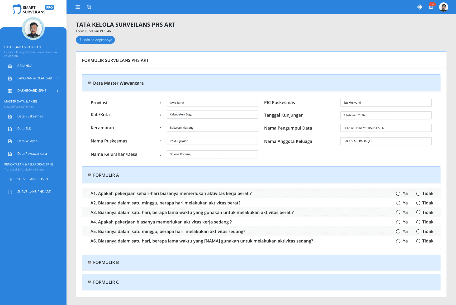 Tampilan Smart Surveilans Pro